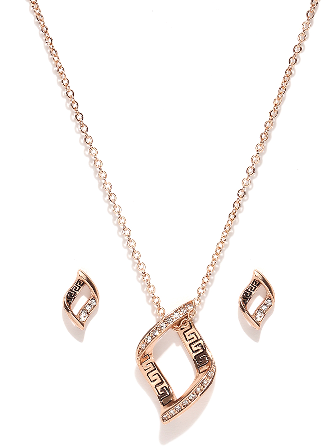YouBella Rose Gold-Toned Stone-Studded Jewellery Set